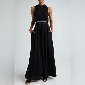 MaxMara Black Maxi Dress with White Accents